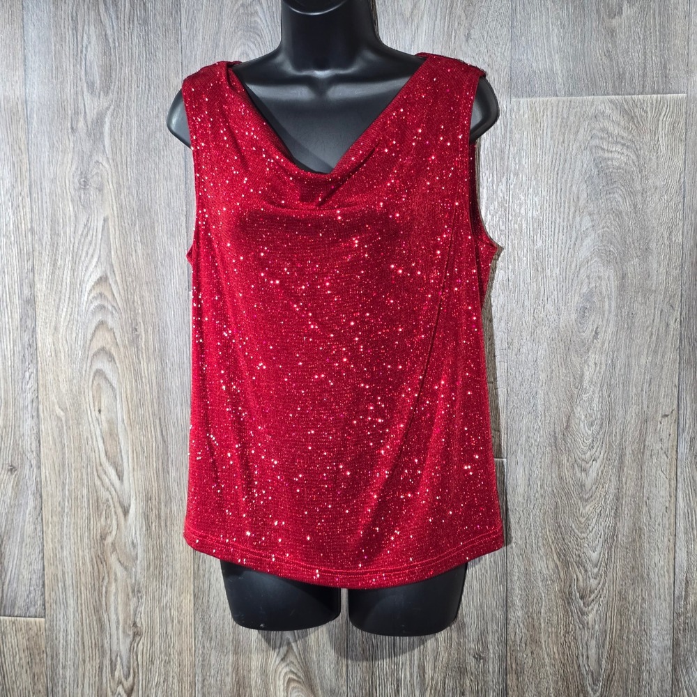 Vintage Ronni Nicole by Ouida‎ Draped Cowl Neck Sparkle Top Size L
